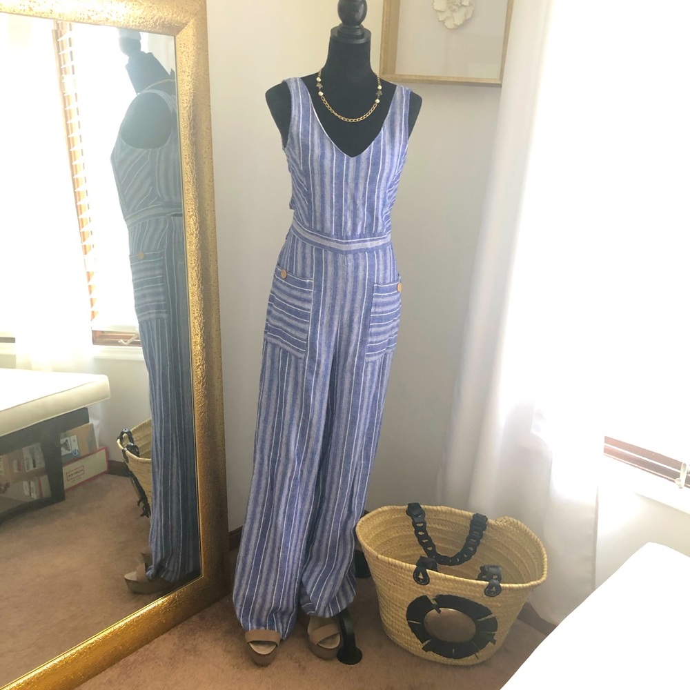 Indigo Rein Striped Jumpsuits